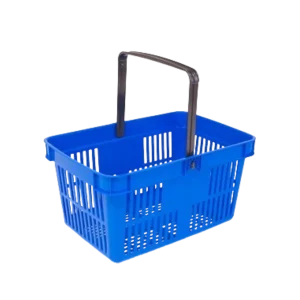 canasto plástico de supermercado manija simple color azul