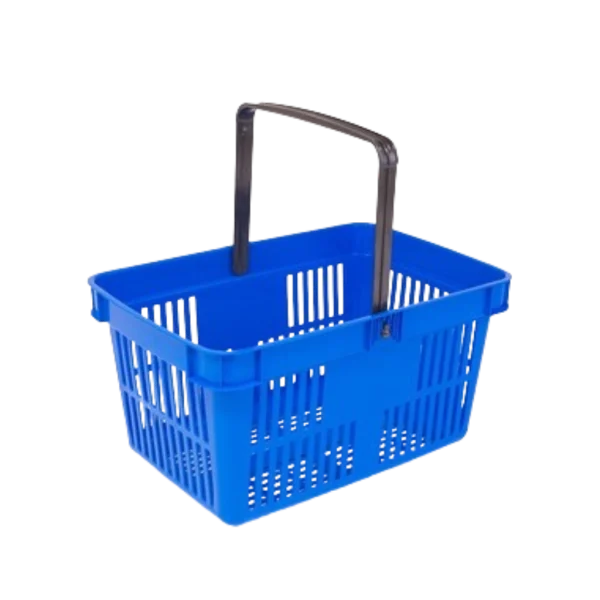 canasto plástico de supermercado manija simple color azul