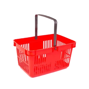 canasto plástico de supermercado manija simple color rojo plastigol