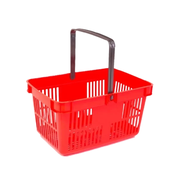 canasto plástico de supermercado manija simple color rojo plastigol