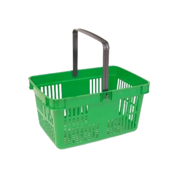 canasto plástico de supermercado manija simple color verde