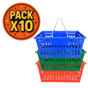 Canasto Supermercado Manija Doble x 10 Unidades