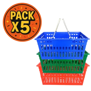 Canasto Supermercado Manija Doble x 5 Unidades