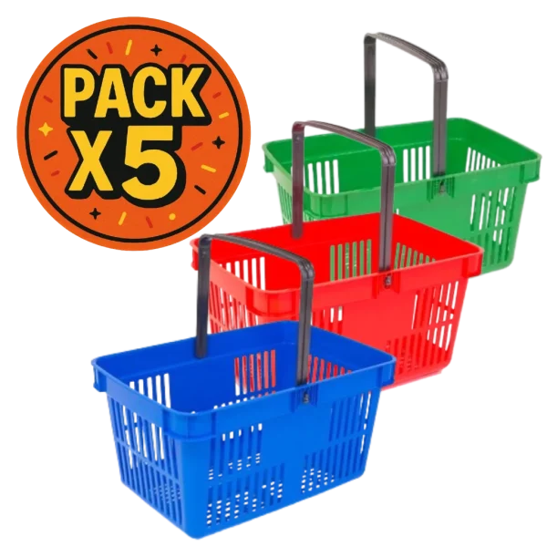 Canasto Supermercado Manija Simple x 5 Unidades
