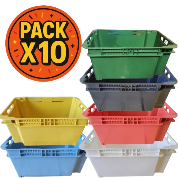 Canasto Embutible Apilable Ciego x 10 Unidades